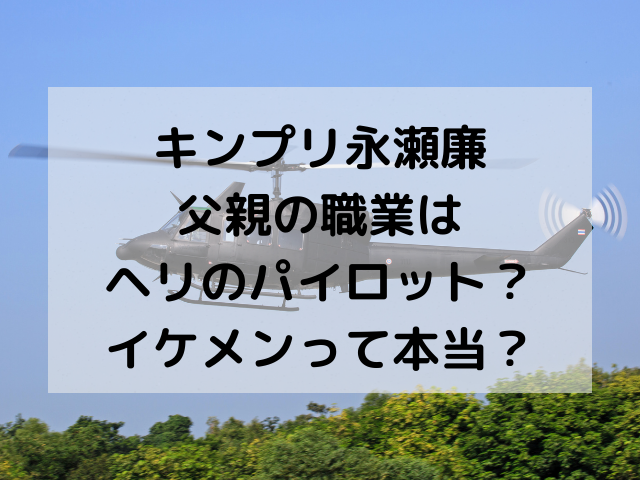 永瀬廉父親の職業は自衛隊のパイロット イケメンって本当 シンママｌｉｆｅ